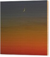 New Moon At Sunset Wood Print