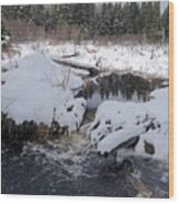 New Snow On Beaver Pond Wood Print