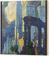 New York Central Lines, Chicago - Retro travel Poster - Vintage Poster Wood Print
