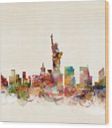 New York City New York Skyline Wood Print