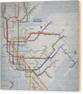 New York City Subway Map Wood Print