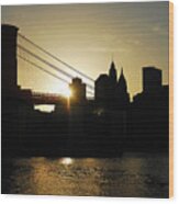 New York Sunset Wood Print