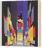 New York Times Square By Night Wood Print