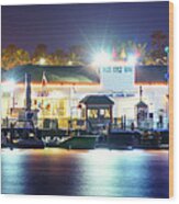 Newport Balboa Fun Zone At Night Panorama Photo Wood Print