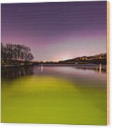 Night Colors On The River Wood Print