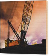 Night Infrastructure Building Construction Wood Print