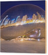 Night On Cloudgate Wood Print