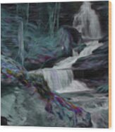 Night Rainbow Waterfall Wood Print