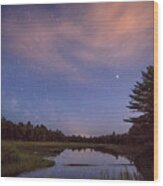Night Sky Over Maine Wood Print