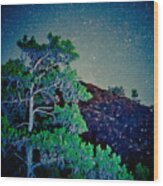 Night Sky Scene With Pine And Stars Artmif.lv Wood Print
