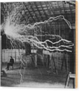 Nikola Tesla 1856-1943 Created A Double Wood Print