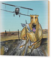 North By Northwest Greyhound Caricature Art Print Wood Print