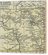North Dakota Antique Map 1891 Wood Print