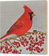 Northern Cardinal Wood Print