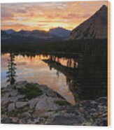 Notch Lake Sunrise Reflection Wood Print