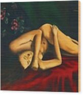 Nude Female Portrait Stacy Reclining Wood Print