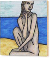 Nude On The Beach Wood Print