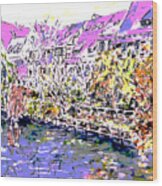 Nuremberg Northern Riverside Of Pegnitz Pop Art Series Wood Print