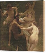 Nymphs And Satyr Wood Print