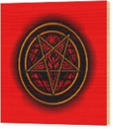Occult Magick Symbol On Red By Pierre Blanchard Wood Print