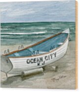 Ocean City Lifeguard Boat Wood Print