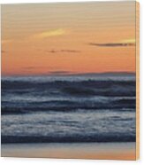 Ocean Sunset At Cape Disappointment State Park Wood Print