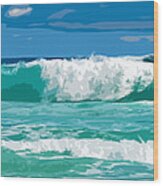 Ocean Surf Illustration Wood Print
