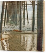 Oceanside - Low Tide Under The Pier Wood Print