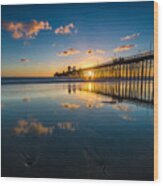 Oceanside Pier Reflections Wood Print