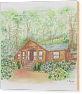 Office In The Park Wood Print