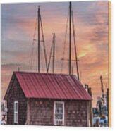 Old Boathouse On Shem Creek Wood Print