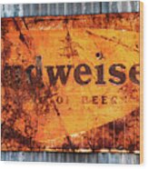 Old Budweiser Sign Wood Print