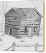 Old Cabin Wood Print