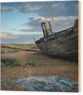 Old Fishing Boat, Dungeness Wood Print