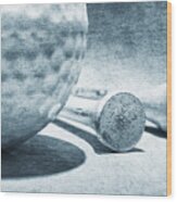 Old Golf Ball And Tees Wood Print