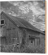 Old New England Barn 2013 Bw Wood Print