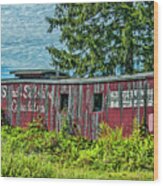 Old Red Caboose Wood Print