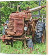 Old Rusty Tractor Wood Print