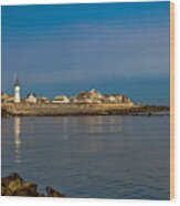 Old Scituate Light From The Jetty Wood Print