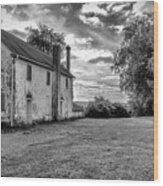 Old Stone House Black And White Wood Print