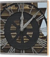 Old Train Depot Clock #3 Wood Print