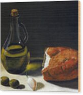 Olive Oil And Bread Wood Print