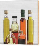 Olive Oil,salad Dressing And Vinegar Wood Print