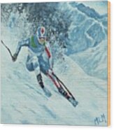 Olympic Downhill Skier Wood Print
