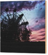 Ominous Abandoned Ferris Wheel Wood Print