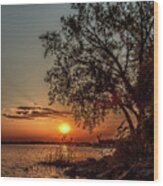 Onondage Lake Sunset Wood Print