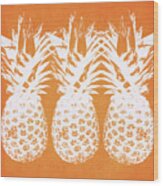 Orange And White Pineapples- Art By Linda Woods Wood Print