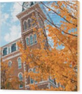 Orange Autumn - University Of Arkansas Old Main - Fayetteville Wood Print