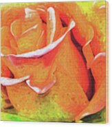 Orange Flame Rose Wood Print