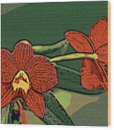 Orange Orchids Wood Print